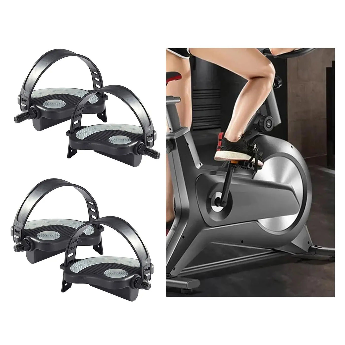 Exercise Bike Pedals w/ Straps Home Gym Fitness Bike Stationary