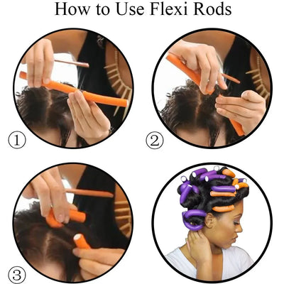 10pcs Flexible Hair Curling Rod Hair Curler Makers Soft Foam Bendy Twist Curls Flexi Rollers Styling Tools Hair Roller No Heat